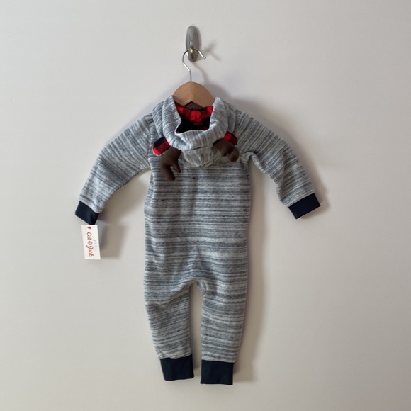 Cat & Jack heather grey reindeer one piece 12m nwt - Picture 5 of 6